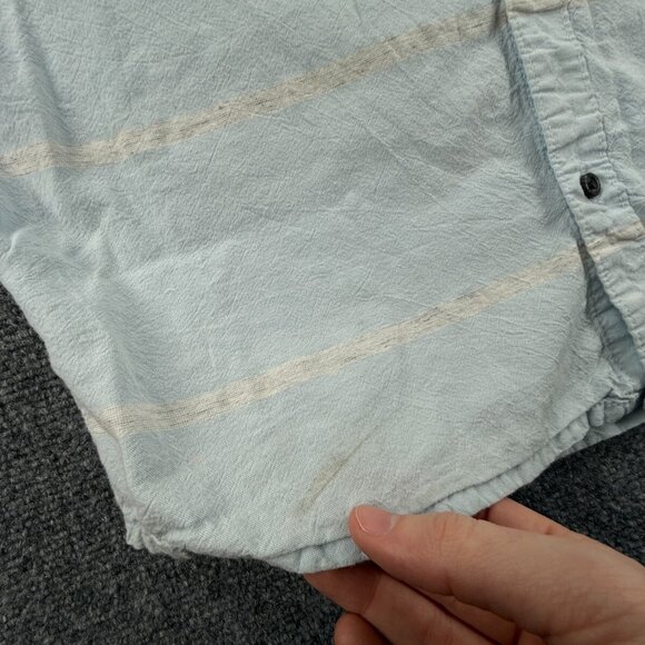 Quiksilver Button Up Shirt Short Sleeve Men Surf Blue Striped Medium Beach ** - Picture 12 of 16